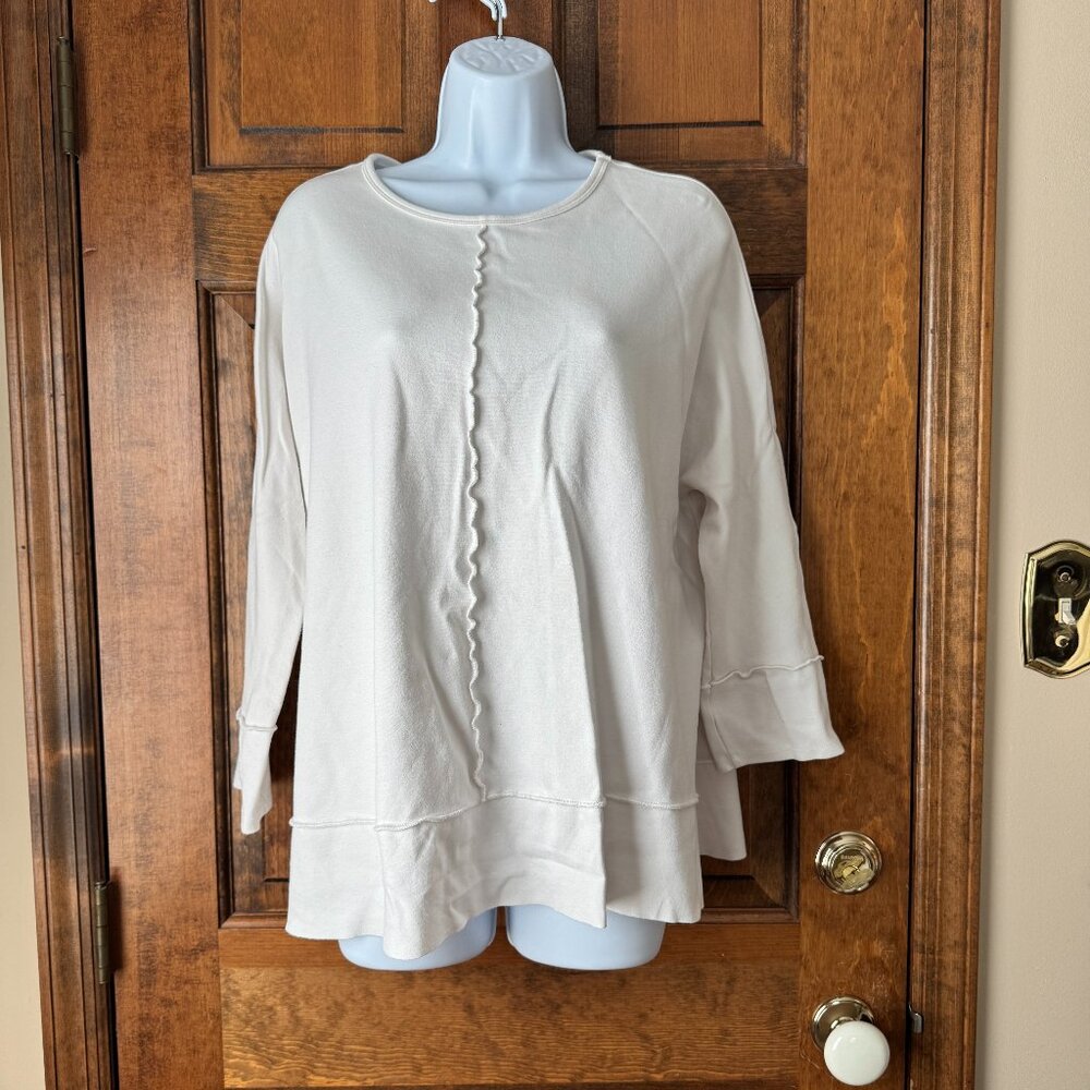 Jones New York Ivory Pullover Sweatshirt w/Vented Hem Large